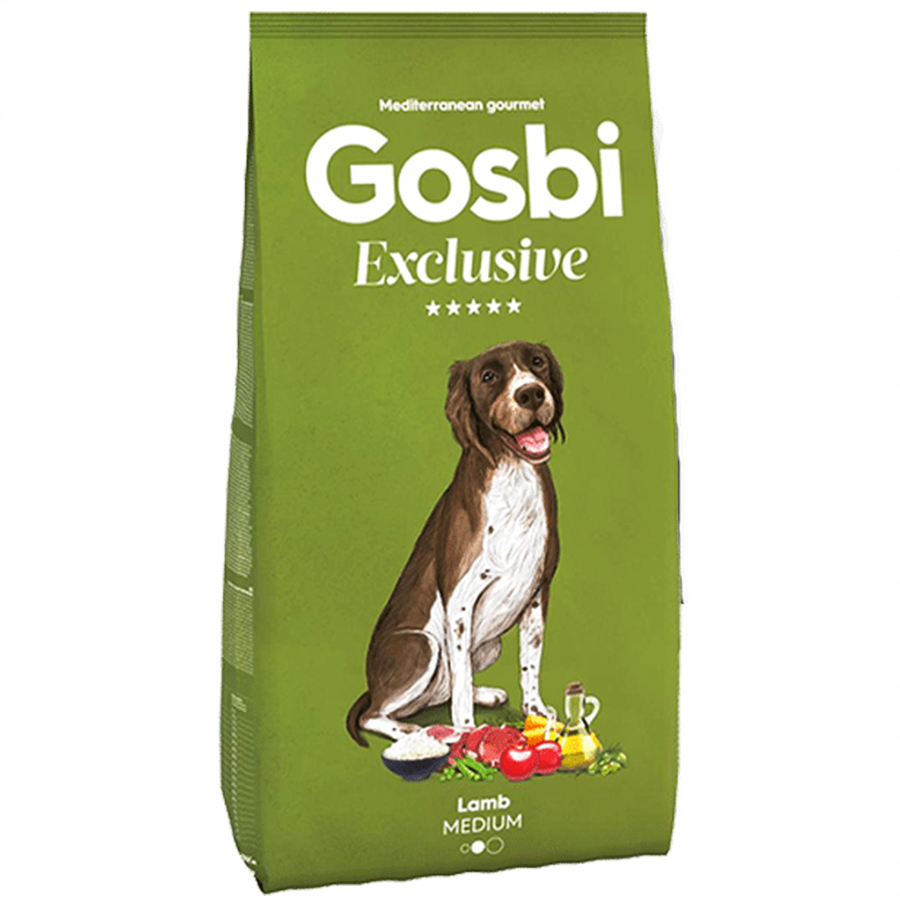 Gosbi Exclusive Düşük Tahıllı Kuzulu Orta Irk Yetişkin Köpek Maması 12KG