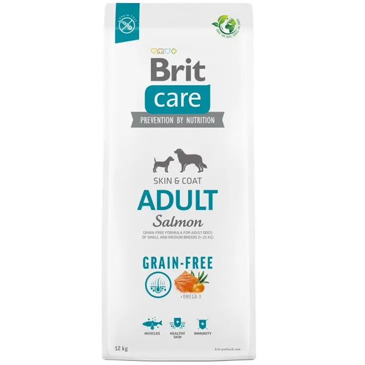 Brit Care Skin & Coat Tüm Irklar için Somonlu Tahılsız Yetişkin Köpek Maması 12KG