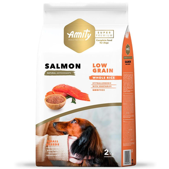 Amity Süper Premium Salmon Düşük Tahıllı Somonlu Küçük Irk Yetişkin Köpek Maması 2KG