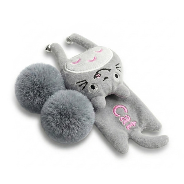 Catlife Tüylü Peluş Tavşan Kedi Oyuncağı (Gri)