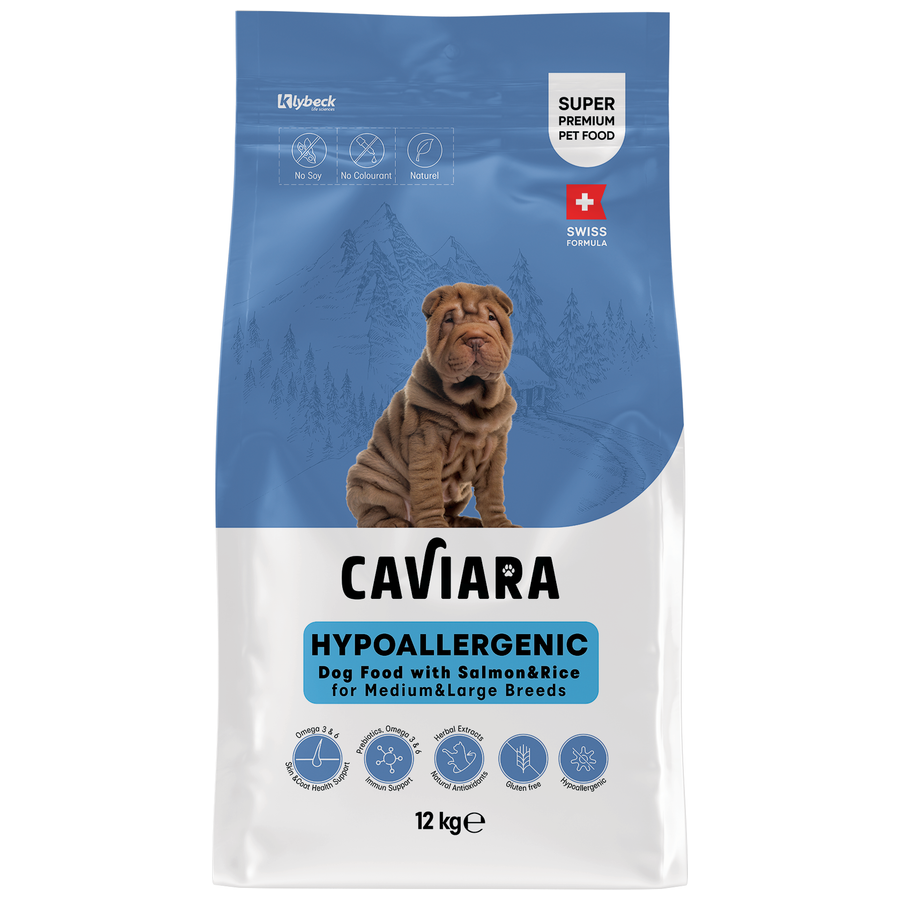 Caviara غذای ضدحساسیت سگ بالغ نژاد متوسط و بزرگ با سالمون و برنج 12 کیلوگرم