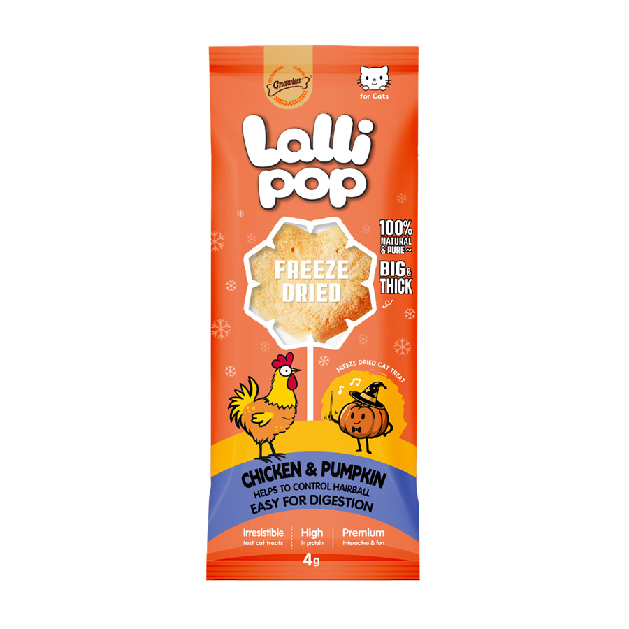 Gnawlers Tavuklu Balkabaklı Lolipop Kedi Ödülü 4gr