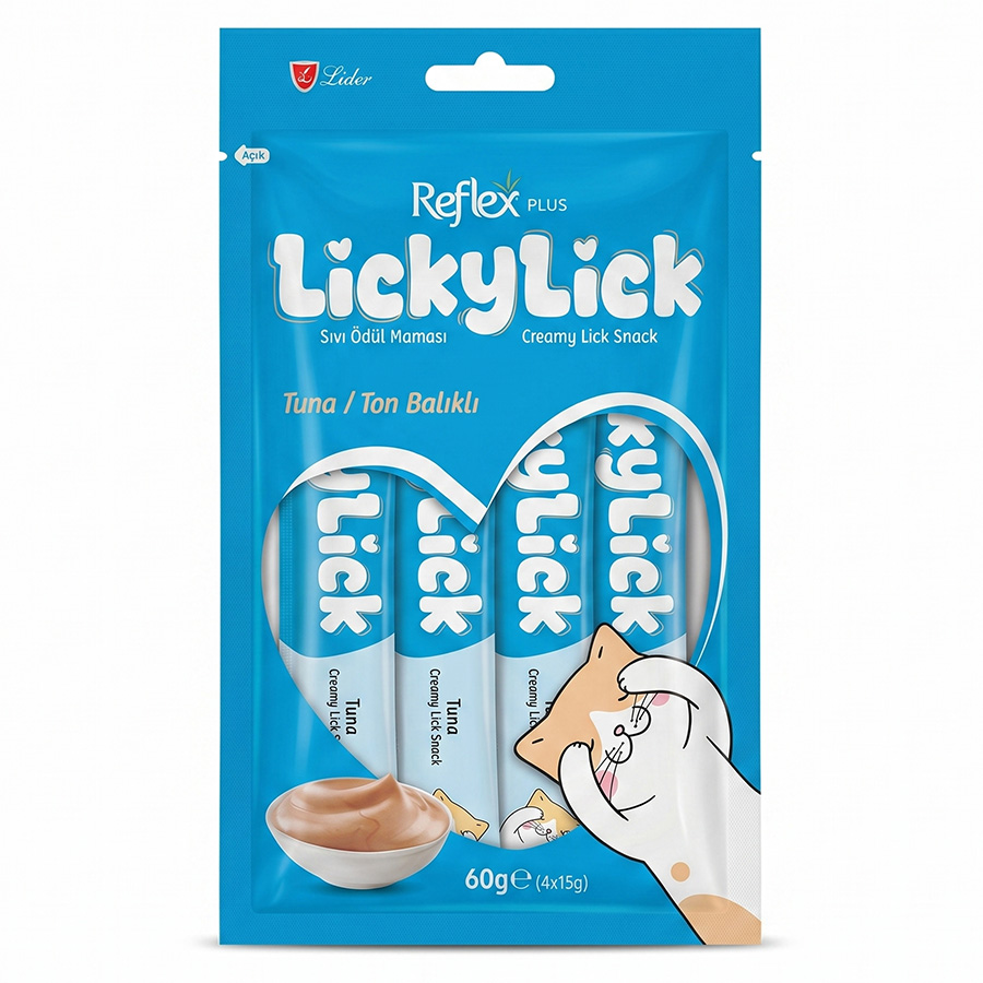 Reflex Plus LickyLick Ton Balıklı Sıvı Kedi Ödül Maması 4x15 gr