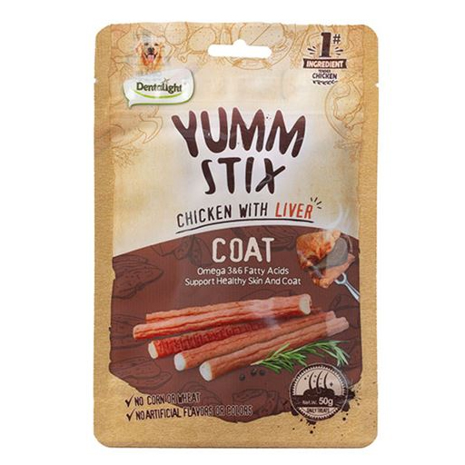Dentalight Yumm Stick Tüy ve Deri Destekli Tavuklu ve Ciğerli Köpek Ödülü 50 g