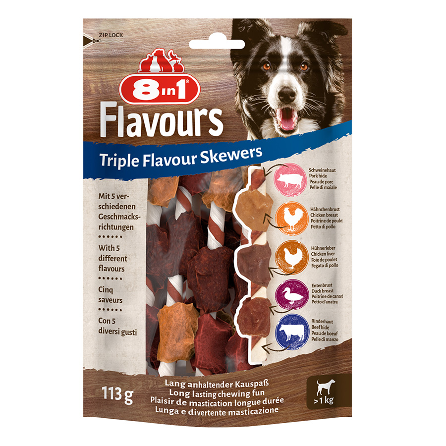 8in1 Flavours Triple Flavour Skewers پک خوراکی سگ جویدنی 113gr 10
