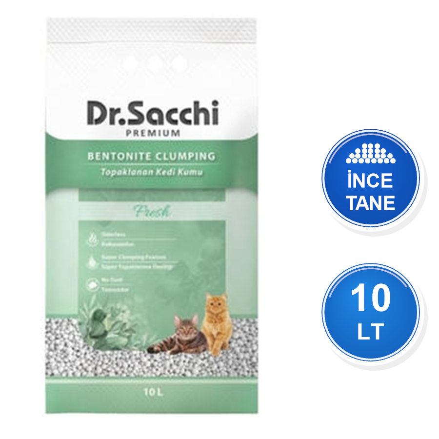 Dr. Sacchi Fresh Kokulu 10 LT İnce Taneli Topaklanan Bentonit Kedi Kumu