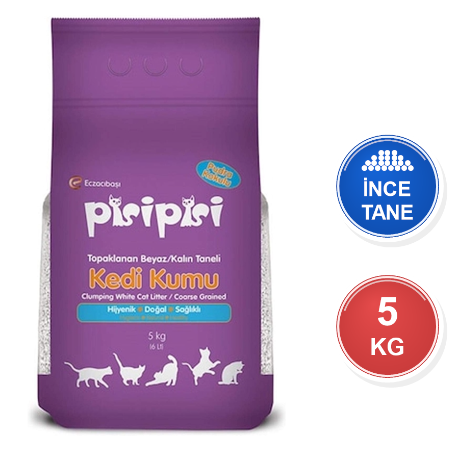 Pisi Pisi Bebek Pudrası Kokulu 5 KG İnce Taneli Topaklanan Bentonit Kedi Kumu
