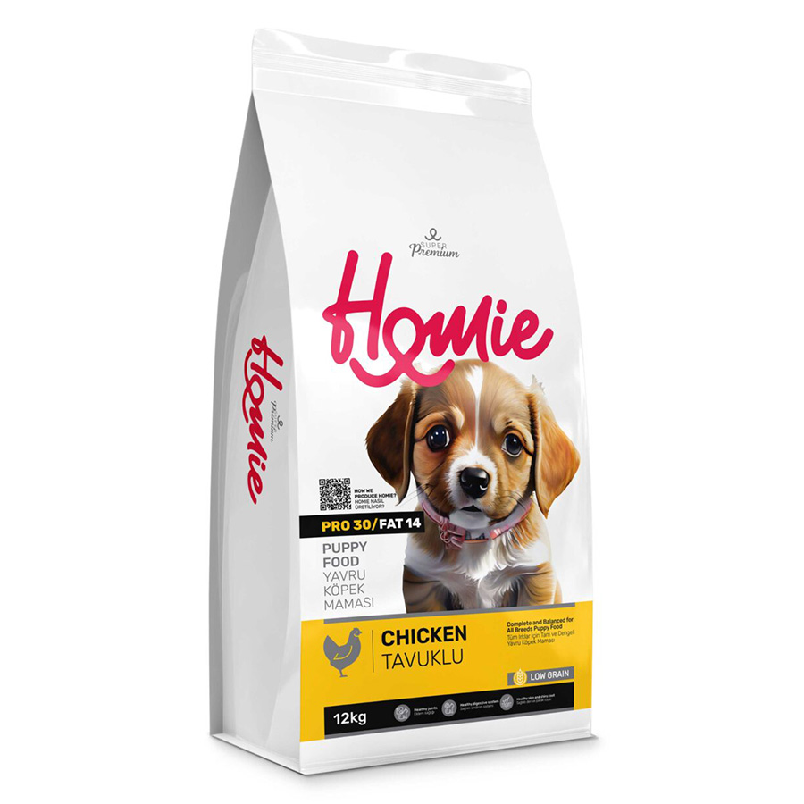 Homie Düşük Tahıllı Süper Premium Tavuklu Yavru Köpek Maması 12 KG
