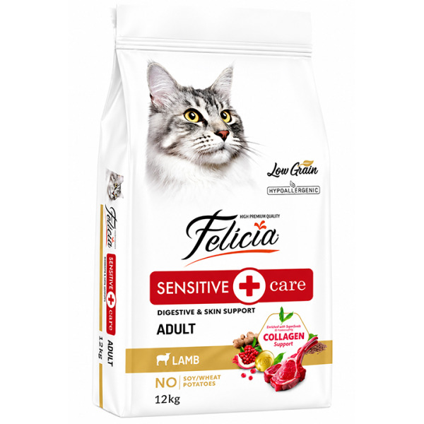 Felicia HypoAllergenic Kolajenli Kuzulu Az Tahıllı Yetişkin Kedi Maması 12KG