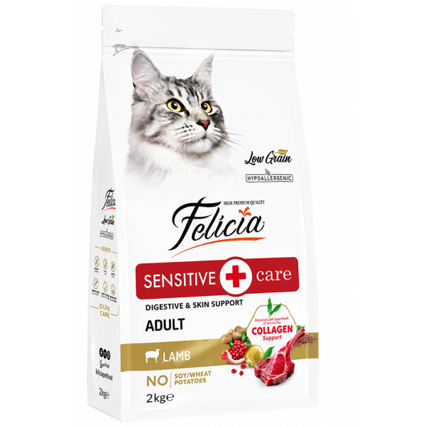 Felicia HypoAllergenic Kolajenli Kuzulu Az Tahıllı Yetişkin Kedi Maması 2KG