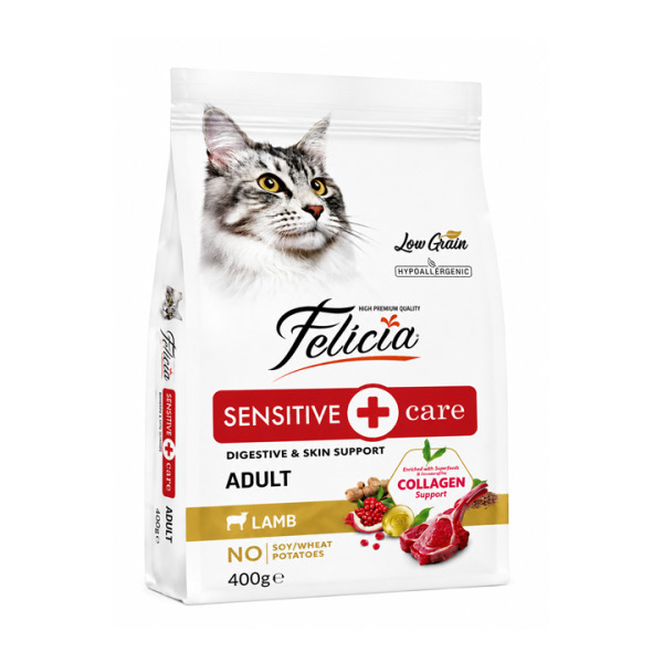 Felicia HypoAllergenic Kolajenli Kuzulu Az Tahıllı Yetişkin Kedi Maması 400GR