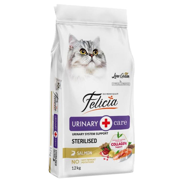 Felicia HypoAllergenic Kolajenli Somonlu Az Tahıllı Kısırlaştırılmış Kedi Maması 12KG