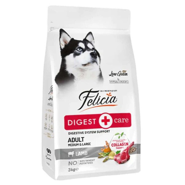 Felicia Digest Care 3 Kg Kolajen Destekli Hipoalerjenik Kuzulu Orta ve Büyük Irk Yetişkin Köpek Maması