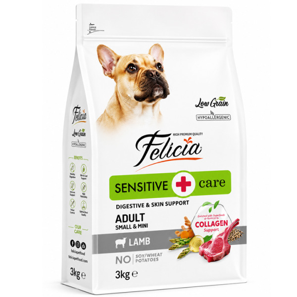 Felicia HypoAllergenic Kolajenli Az Tahıllı Kuzulu Küçük Irk Yetişkin Köpek Maması 3KG