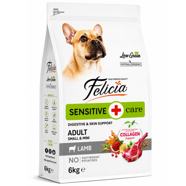 Felicia HypoAllergenic Kolajenli Az Tahıllı Kuzulu Küçük Irk Yetişkin Köpek Maması 6KG