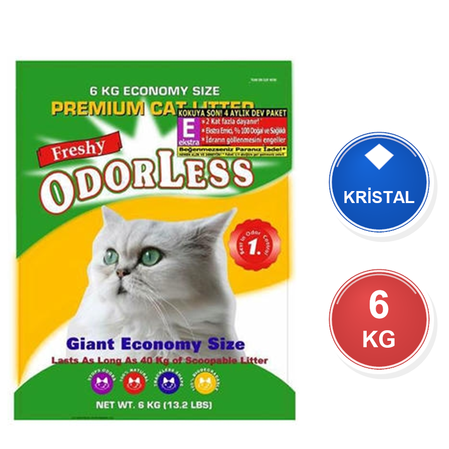 Freshy 4 Aylık Ekstra Regular E Kokusuz 6 KG Silika Kristal Kedi Kumu