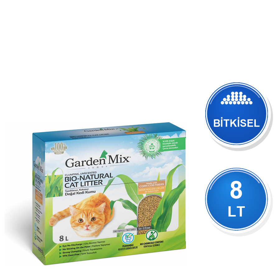 Garden Mix 8 LT Topaklanan Bitkisel Kedi Kumu