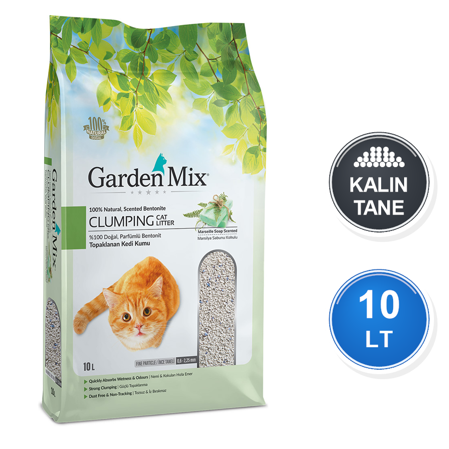 Garden Mix Sabun Kokulu 10 LT Kalın Taneli Topaklanan Bentonit Kedi Kumu