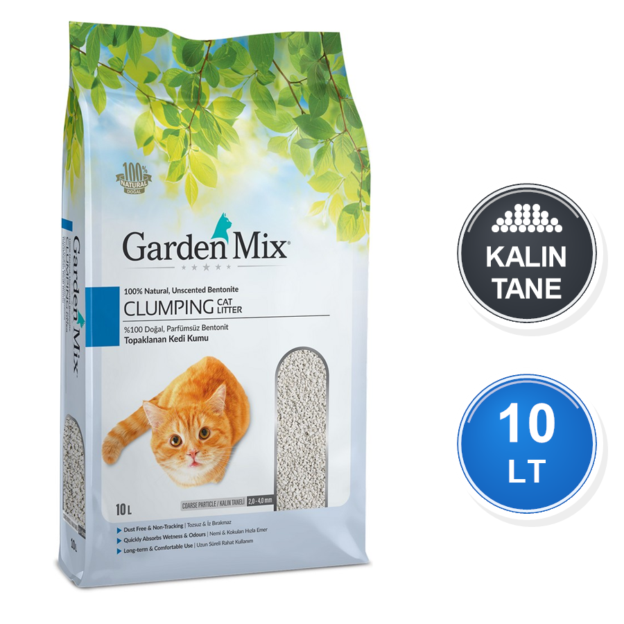 Garden Mix Kokusuz 10 LT Kalın Taneli Topaklanan Bentonit Kedi Kumu