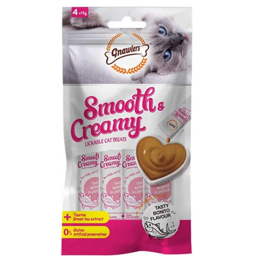 Gnawlers Balıklı ve Tavuk Etli Krema Kedi Ödül Maması (4 x 15 g)