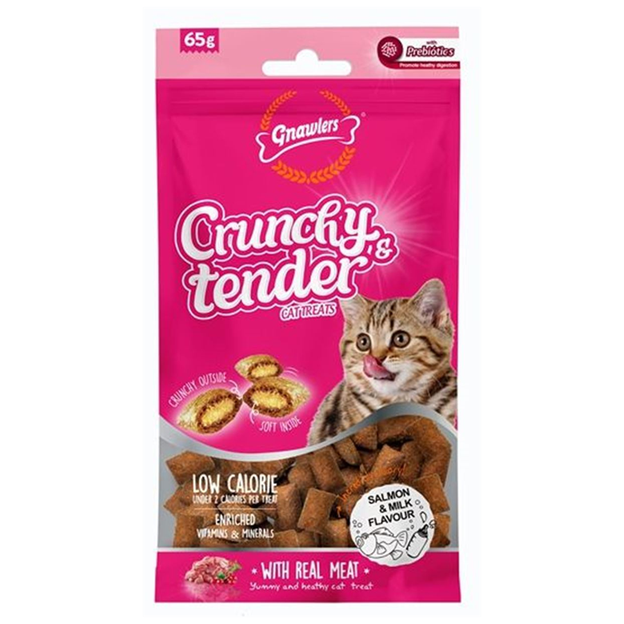 Gnawlers Kedi Ödülü Crunchy & Tender Somonlu ve Sütlü 65 Gr