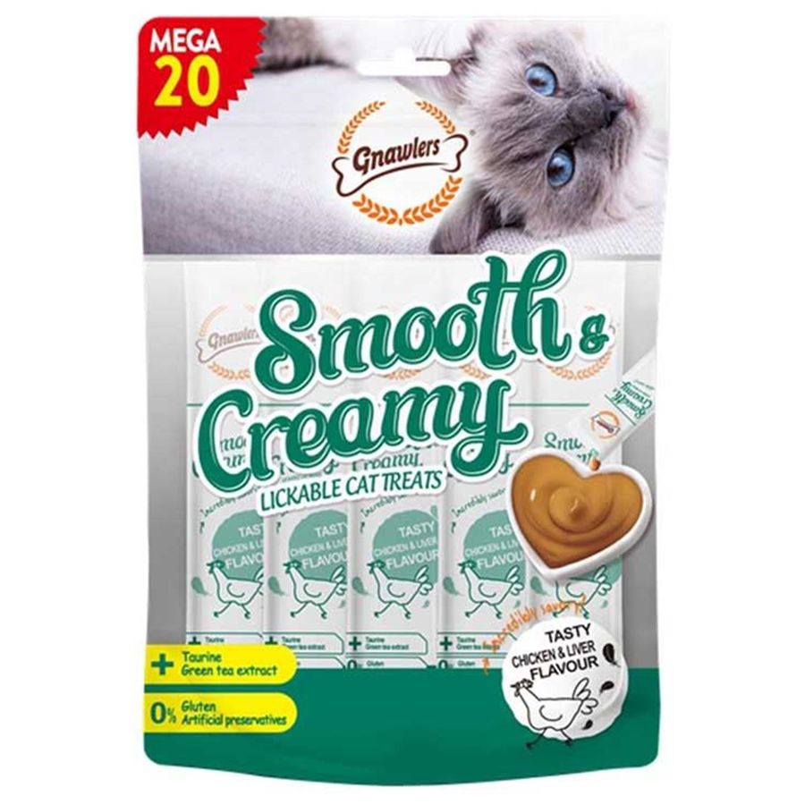 Gnawlers Smooth Creamy Tavuklu ve Ciğerli Krema Kedi Ödülü 300 Gr 20 Li
