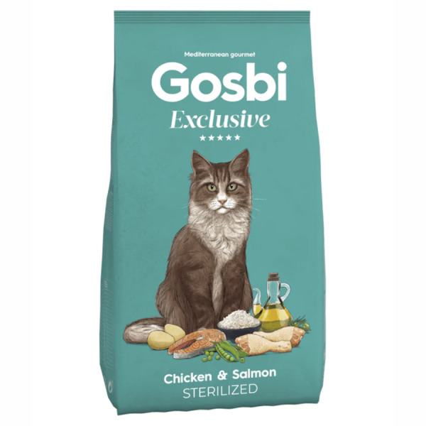 Gosbi Exclusive Düşük Tahıllı Tavuklu & Somonlu Kısırlaştırılmış Kedi Maması 6KG
