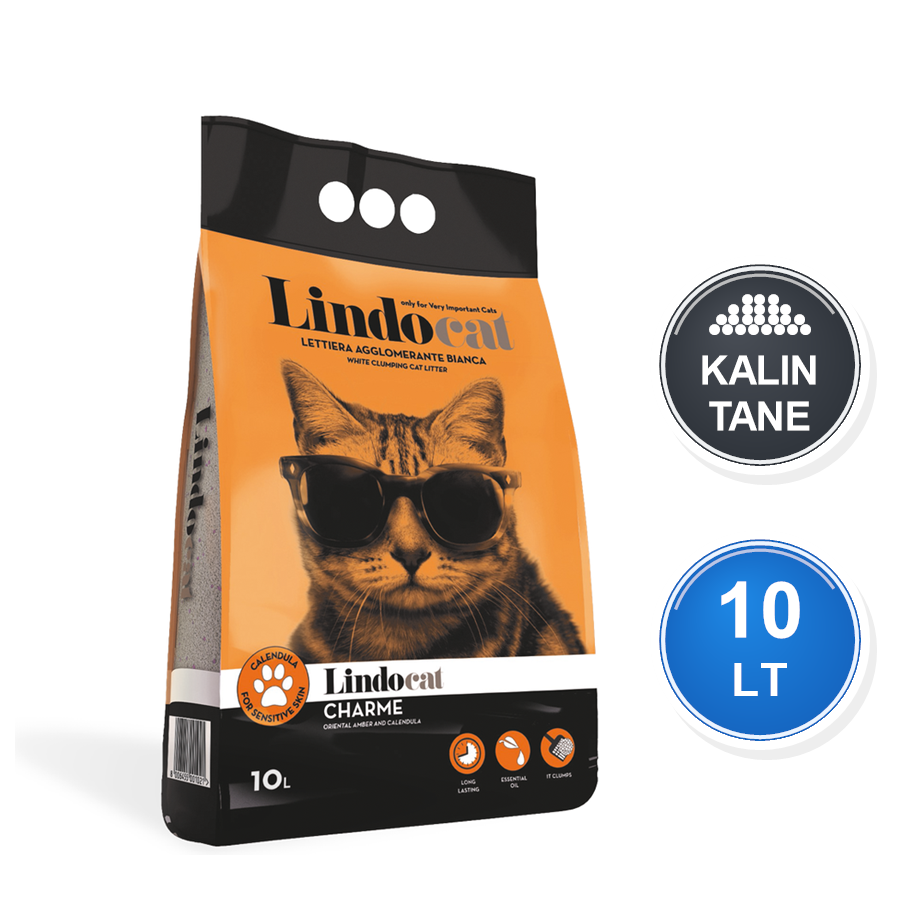 Lindocat Charme Amber Kokulu 10 LT Kalın Taneli Topaklanan Bentonit Kedi Kumu