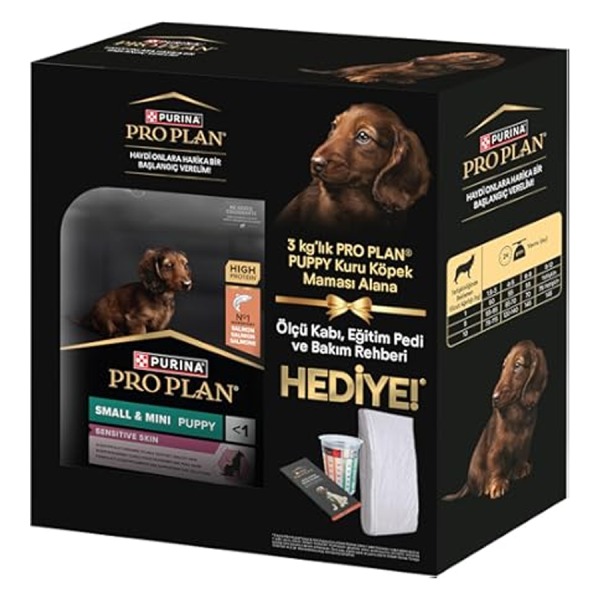 Pro Plan Puppy Small Sensitive Hassas Küçük Irk Somonlu Köpek Maması 3Kg ( Ölçü Kabı, Eğitim Pedi ve Bakım Rehberi Hediyeli)