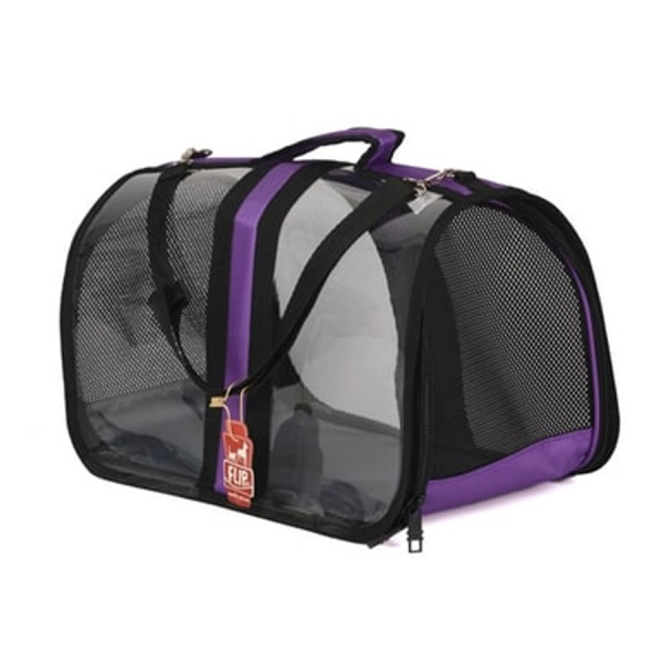 Bacco Milano Şeffaf Kedi Köpek Taşıma Çantası 44x28x28cm (Mor)