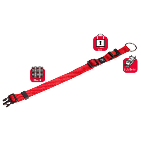 Karlie Kilitli Boyun Tasması  45-65 Cm Kırmızı Large