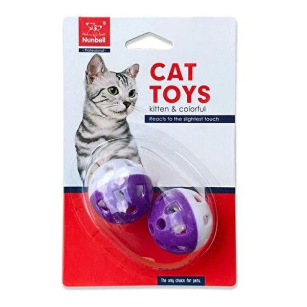 Nunbell Kedi Oyuncağı İkili Zilli Top 3.5 cm