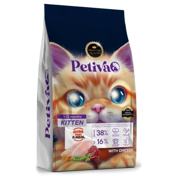 Petiva Yavru Kediler için Tavuklu Kedi Mamasi 15 Kg