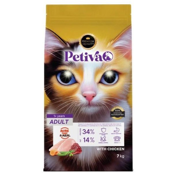 Petiva Yetişkin Kediler İçin Tavuk Etli Kuru Kedi Maması 7 Kg