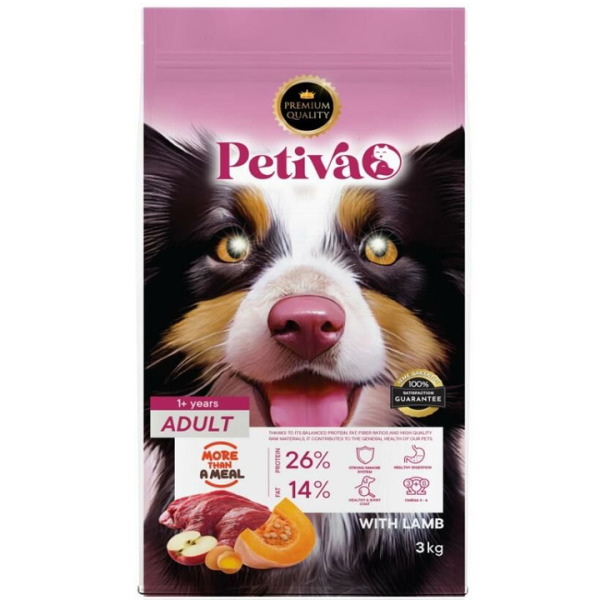 Petiva Yetişkin Köpekler İçin Kuzu Etli Kuru Köpek Maması 3 Kg