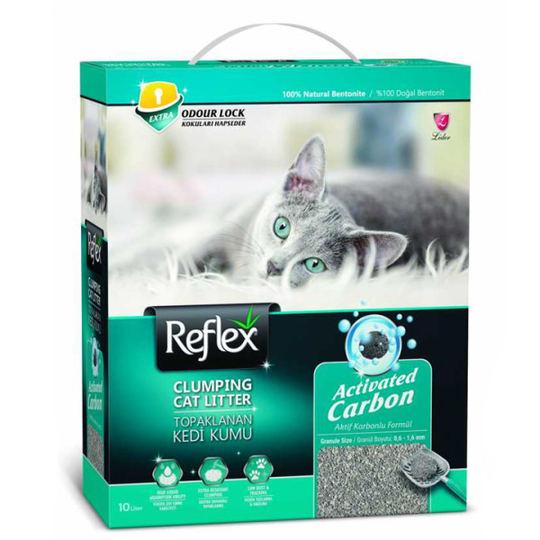 Reflex Aktif Karbonlu Topaklanan Kedi Kumu 10 Lt