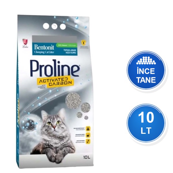 Proline Aktif Karbonlu 10 LT İnce Taneli Topaklanan Bentonit Kedi Kumu
