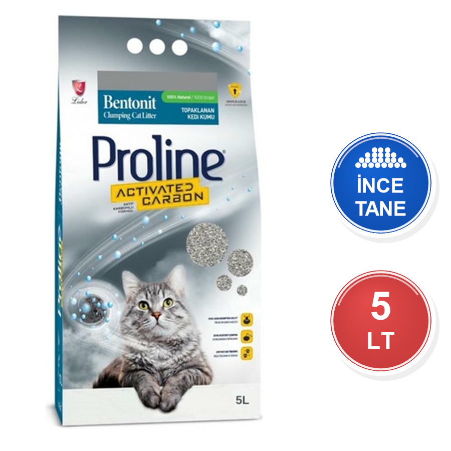 Proline Aktif Karbonlu 5 LT İnce Taneli Topaklanan Bentonit Kedi Kumu