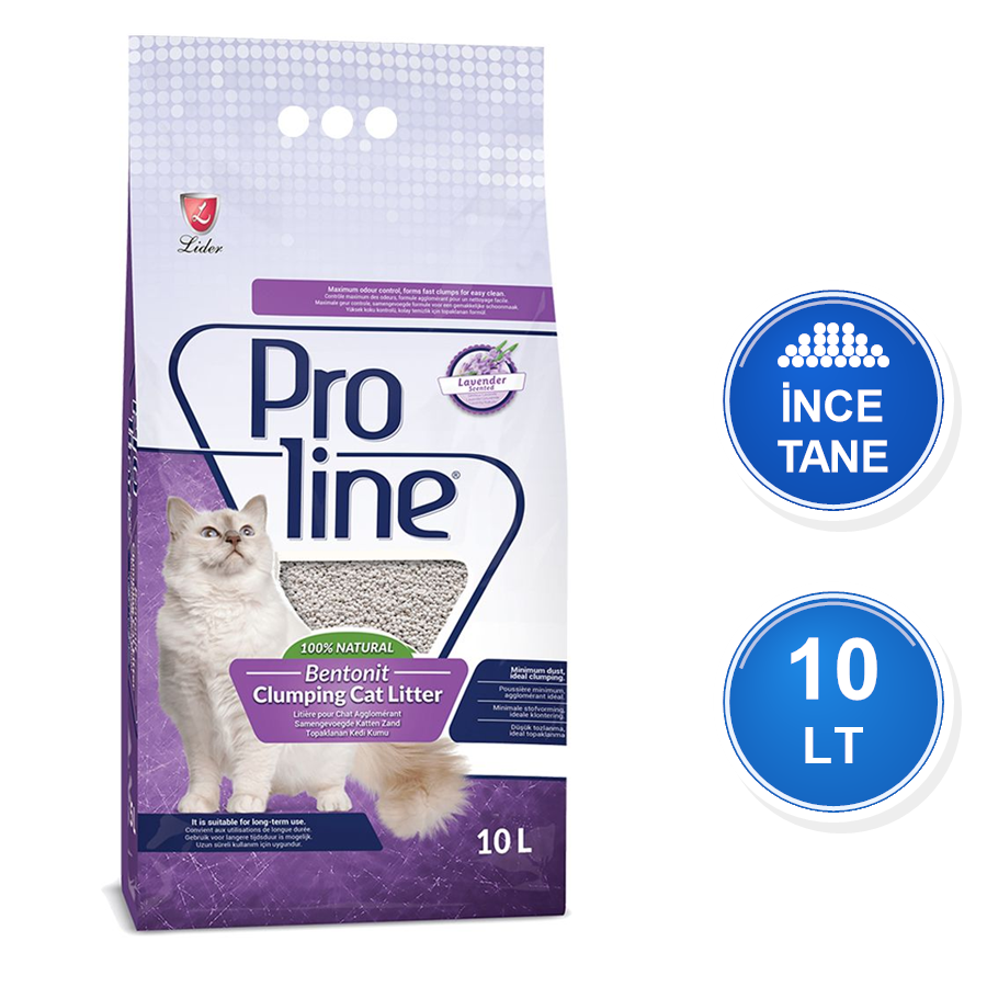 Proline Lavanta Kokulu 10 LT İnce Taneli Topaklanan Bentonit Kedi Kumu