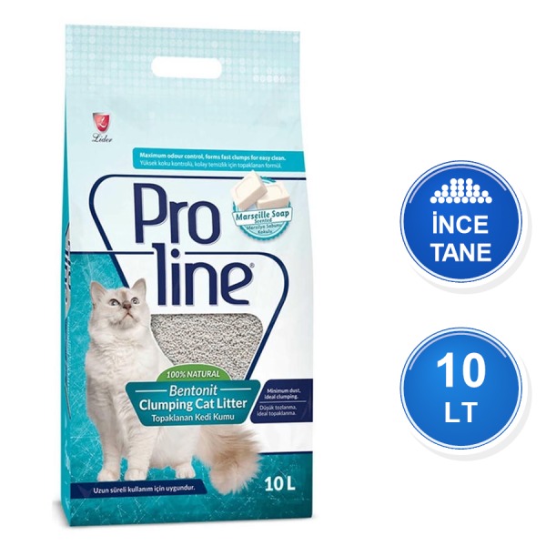 Proline Marsilya Sabunu Kokulu 10 LT İnce Taneli Topaklanan Bentonit Kedi Kumu