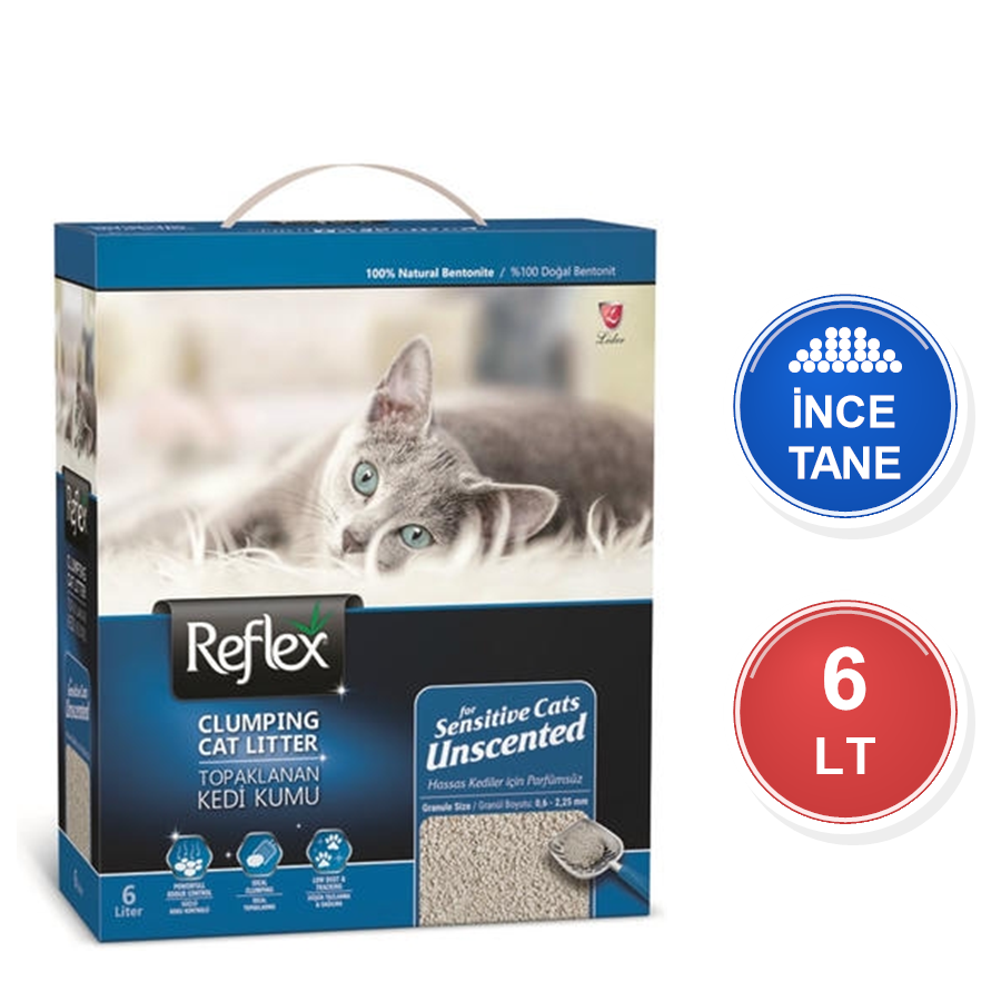 Reflex خاک بستر گربه بنتونیتی بدون بو 6 LT Fine Grain Clumping Bettonite Later for Sensitive، کلوخه‌شونده