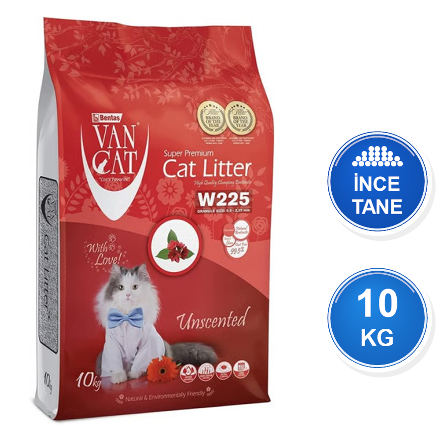 Vancat Naturel Kokusuz 10 KG İnce Taneli Topaklanan Bentonit Kedi Kumu