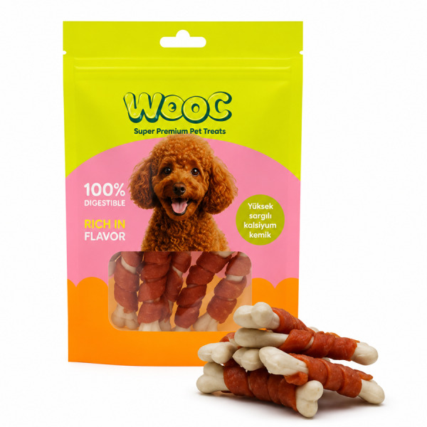 Wooc Kuzu Eti Sargılı Kalsiyumlu Kemik Köpek Ödül Maması 75 gr
