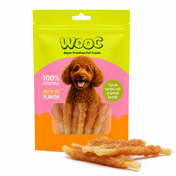 Wooc Tavuk Sargılı Sütlü Köpek Ödül Çubuğu 80gr