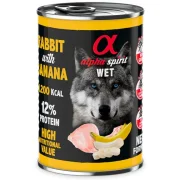 Alpha Spirit Tavuklu (63), Tavşanlı (30) ve Muzlu Tahılsız Yetişkin Köpek Konservesi 400 gr