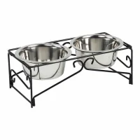 ​Pawise Double Feeding Bowl with Metal Legs 350 Ml x 2