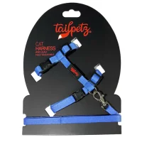 Tailpetz Шлейка для кошки + ремень синий