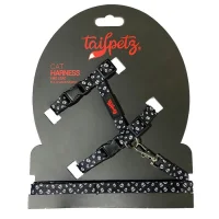 Tailpetz Кошачья шлейка + ремень с рисунком черепа