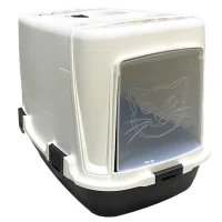 Plast Art Indoor Cat Cat Litter Box White-Black 38*60*45,5 Cm