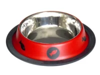 Tommy Balık Desenli Kedi Çelik Mama Su Kabı Kırmızı 8 oz 0.22 lt